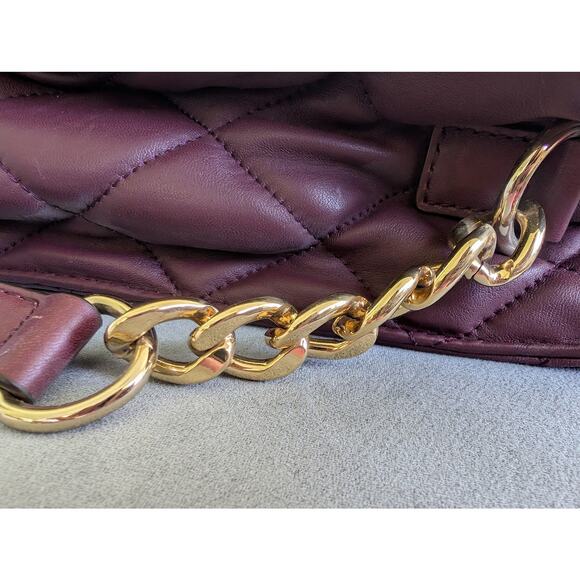 Michael Kors Hamilton Large Quilted Tote in Burgundy with Gold Hardware - Picture 10 of 11